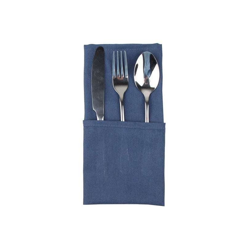 INFEI Solid Color Polyester Linen Blended Thin Dinner Cloth Napkins - Set of 12 (40 x 40 cm) - for Events & Home Use (Aegean) - Image 2